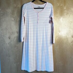 Hannah Anderson Organic Cotton Nightgown in pink and white stripe Extra Small